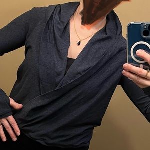 Lululemon hooded wrap cardigan in blue/grey, size 6/Small